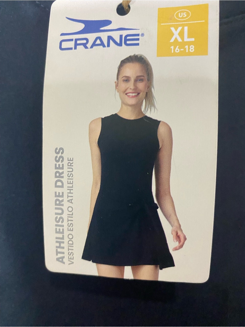 Crane Black Athleisure Mini Dress - Sleeveless Fit-and-Flare
